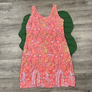 Rainbow Jo Hawaii Womens Medium Coral Pink Floral Sleeveless Rayon Tank Dress